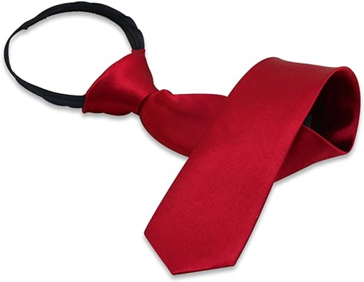 Aurya Boys' Solid Color Zipper Tie 15 inch/19 inch Polyester Satin Zipper Neckties