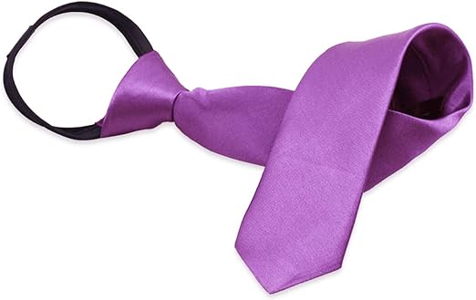 Aurya Boys' Solid Color Zipper Tie 15 inch/19 inch Polyester Satin Zipper Neckties