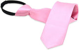 Aurya Boys' Solid Color Zipper Tie 15 inch/19 inch Polyester Satin Zipper Neckties