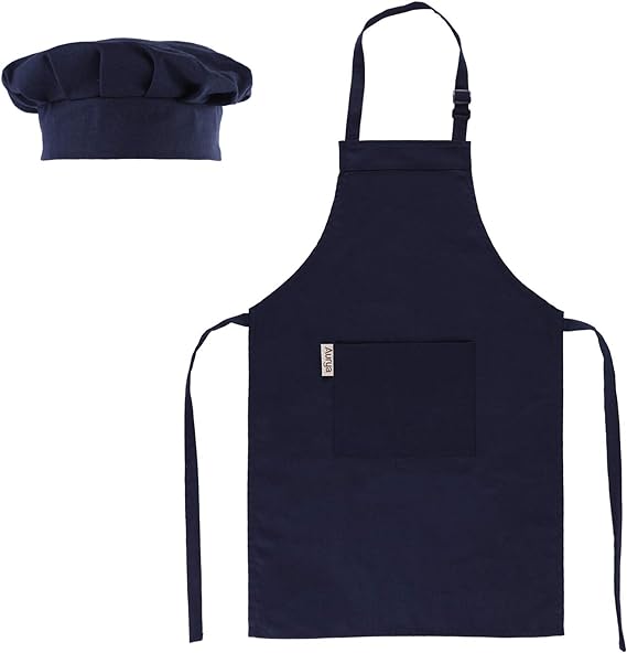 Aurya Kids Apron and Chef Hat Set-Adjustable Child Apron