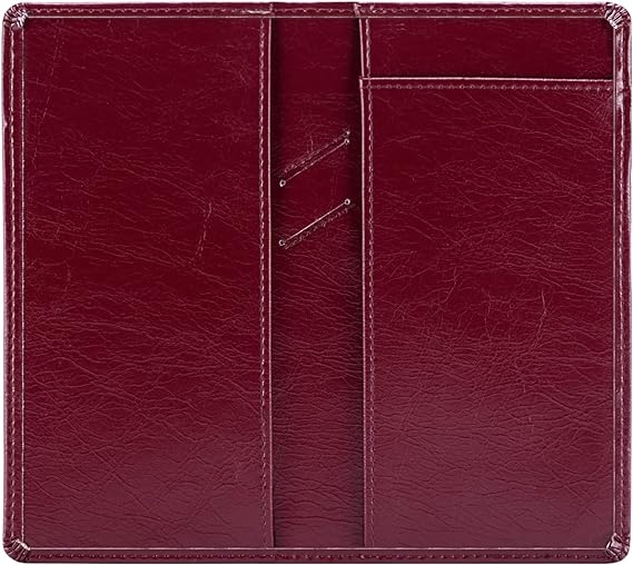 Aurya Leather Checkbook Cover Holder with Free Divider and Middle Pen Design