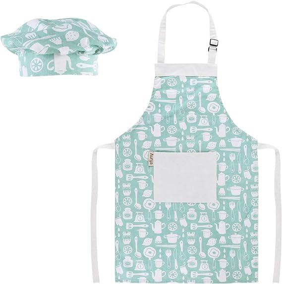 Aurya Kids Apron and Chef Hat Set-Adjustable Child Apron